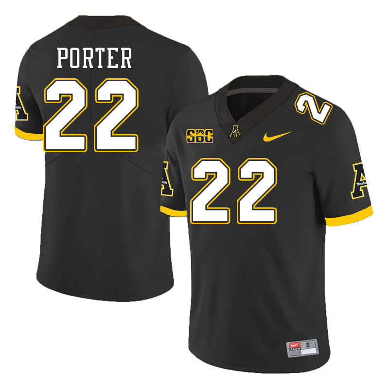 Appalachian State Mountaineers #22 Ronnie Porter College Football Jerseys Stitched-Black Appalachian State Mountaineers #22 Ronnie Porter College Football Jerseys Stitched-Black